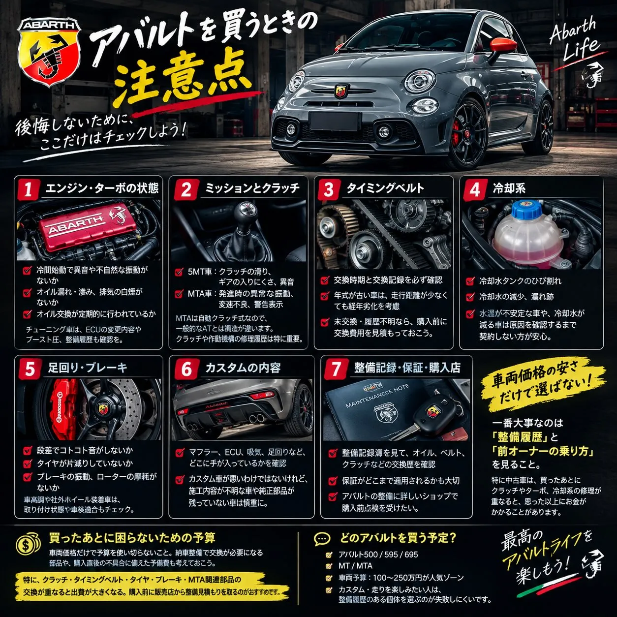 🦂 アバルトを買う前に、絶対チェックしてほしい7つのポイント...